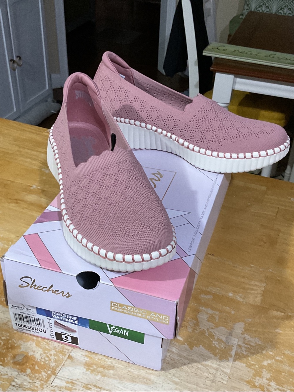 Skechers Women's Dusty Pink Slip-On Knit Clog